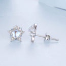 925 Sterling Silver White Gold Plated Moonstone & CZ Earrings-4