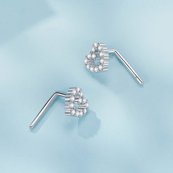 925 Sterling Silver Earrings with Pavé Setting and CZ - Size 10mm x 6mm