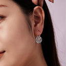 925 Sterling Silver Earrings with Nano Opal Stone and CZ in White Gold Plated, 2.8cm for Women-6