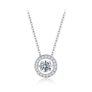 925 Sterling Silver Moissanite Pendant Necklace for Women - 40+5cm, White Gold Plated, Elegant Jewelry