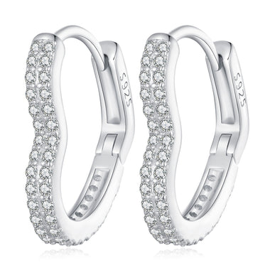 925 Sterling Silver Earrings with Cubic Zirconia in Platinum Finish - 0