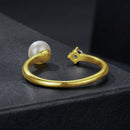 925 Sterling Silver Moissanite Quality Shell Pearl Ring for Women - Size E-3