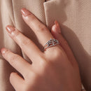 925 Sterling Silver Oxidized Pavé CZ Ring for Women-7
