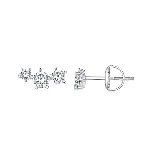 925 Sterling Silver Moissanite 0.01 Carat Earrings Size 4*9mm for Women