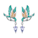 925 Sterling Silver Enamel Pavé Setting CZ Earrings-1