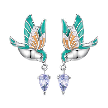 925 Sterling Silver Enamel Pavé Setting CZ Earrings