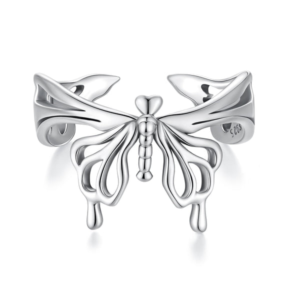 925 Sterling Silver Oxidized Silver 0.2-1.3 cm Adjustable Ring