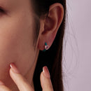 925 Sterling Silver Hoop Earrings with White Gold Plating and CZ-7