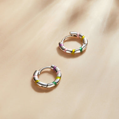 S925 Sterling Silver Enamel Platinum Plated Earrings for Women - 0