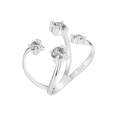 925 Sterling Silver White Gold Plated Pavé Set CZ Ring 2.5-13.5mm for Women