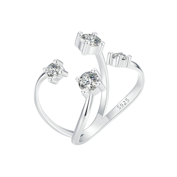 925 Sterling Silver White Gold Plated Pavé Set CZ Ring 2.5-13.5mm for Women
