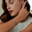 925 Sterling Silver Moonstone Bracelet 17.0 cm with White Gold Plating for Women-7