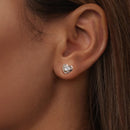 925 Sterling Silver Earrings with Pave Setting CZ and White Gold Plating-6