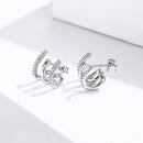 S925 Sterling Silver Platinum Plated Pavé Setting CZ Earrings-3