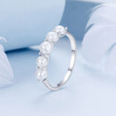 925 Sterling Silver Natural Pearl Platinum Plated Ring Size 6.0 for Women-1
