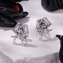 925 Sterling Silver Earrings with Pavé Setting CZ, 1.1 x 1.0 cm, Oxidized Finish for Women-3