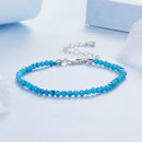 925 Sterling Silver Synthetic Turquoise Bracelet with White Gold Plating for Women-4