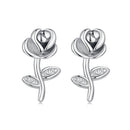 925 Sterling Silver Earrings plated with White Gold, 0.9*0.5cm for Women-2
