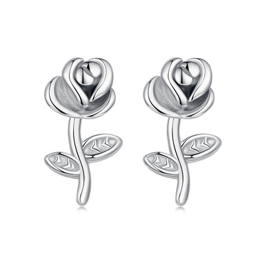 925 Sterling Silver Earrings plated with White Gold, 0.9*0.5cm for Women - 0