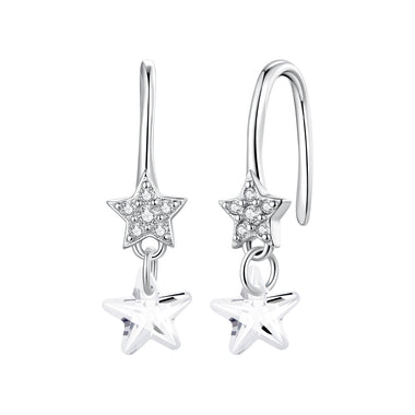925 Sterling Silver Earrings with Pavé Setting CZ, White Gold Plating, 2.1*0.6cm, for Women - 0