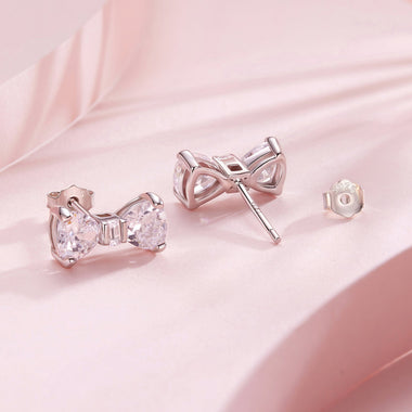 925 Sterling Silver Earrings with Pavé Setting CZ and White Gold Plating - 0