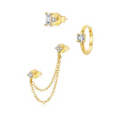 925 Sterling Silver Mini Stud Earrings with Gold Plating and CZ-1
