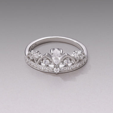 925 Sterling Silver Pavé Setting CZ White Gold Plated Ring Size 6 for Women - 0