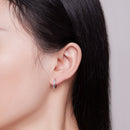 925 Sterling Silver Earrings with Synthetic Turquoise, Oxidized Finish, Size 12*2mm, Women-9
