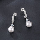 925 Sterling Silver Moissanite and Synthetic Pearl Earrings for Women-4