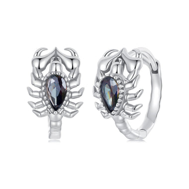925 Sterling Silver Earrings with Transparent Glass - 13*8mm for Women - 0