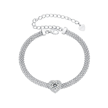 925 Sterling Silver & 1 Carat Moissanite & CZ White Gold Plated Bracelet for Women