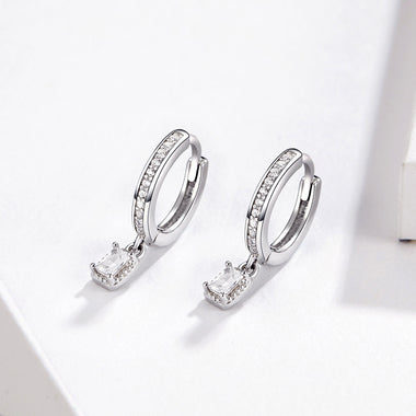 925 Sterling Silver 1.7cm Pavé Setting CZ Earrings - 0