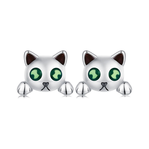 925 Sterling Silver Earrings with Enamel in Oxidized Finish