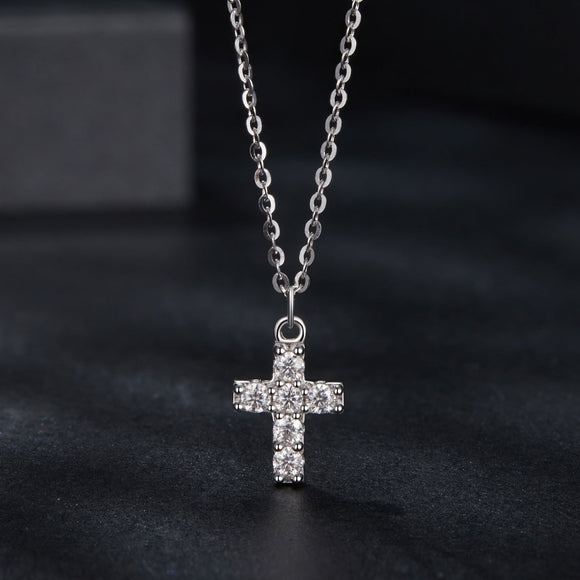 925 Sterling Silver Moissanite Pendant Necklace 40+5cm for Women