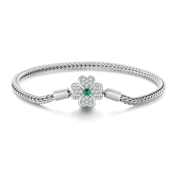 925 Sterling Silver Plated Platinum Bracelet with 3mm Rope for Women