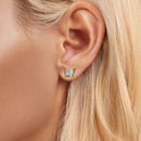 925 Sterling Silver Earrings with Enamel and Pavé Set CZ, 7x10mm, White Gold Plated for Women-6