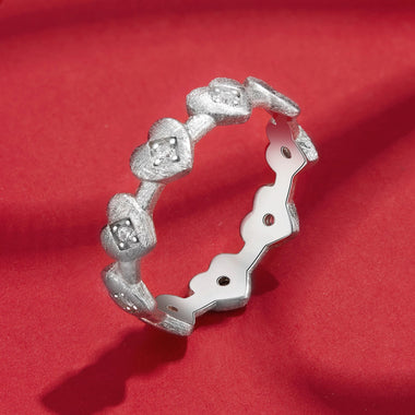 925 Sterling Silver Pave Setting CZ White Gold Plated Ring Size 6 for Women - 0