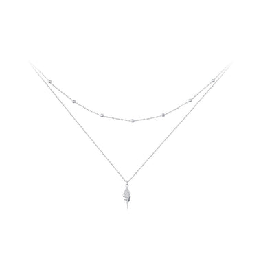 925 Sterling Silver Plated White Gold Adjustable Necklace - 0