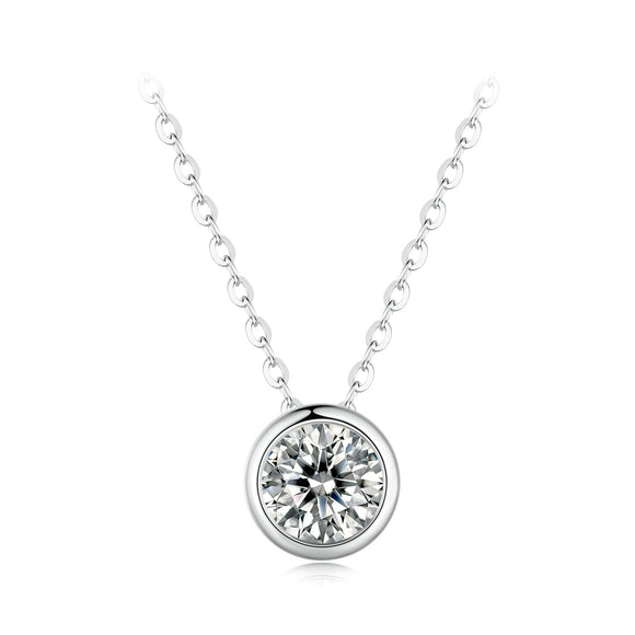 S925 Sterling Silver Moissanite Necklace 400mm with 1ct Moissanite for Women