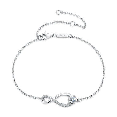 925 Sterling Silver Moissanite Pavé Bracelet for Women - 21cm, White Gold Plated, CZ