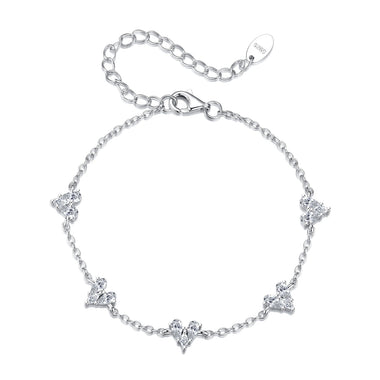 925 Sterling Silver Bracelet with White Gold Plating and CZ Paving for Women