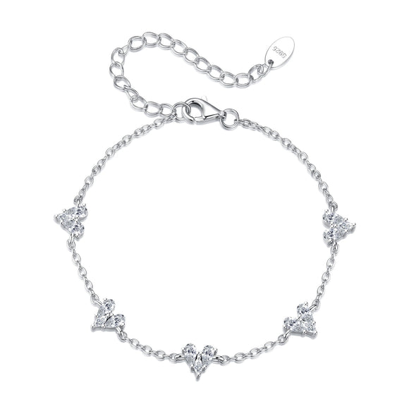 925 Sterling Silver Bracelet with White Gold Plating and CZ Paving for Women