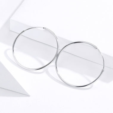 925 Sterling Silver Plated Platinum Earrings 3cm for Women - 0