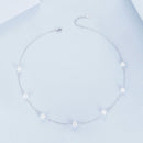 925 Sterling Silver White Gold Plated Necklace with Shell Pearl 400+50mm-4