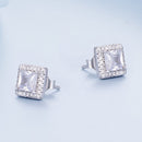925 Sterling Silver Earrings with Pavé Setting CZ and Platinum Plating.-6