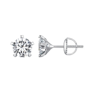 925 Sterling Silver Moissanite 0.50 Carat Earrings 6.0mm for Women