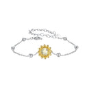 925 Sterling Silver White Gold Plated Bracelet with Transparent Glass Charm for Women-1