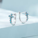 925 Sterling Silver Turquoise Earrings 1.5x0.7cm Oxidized Silver for Women-2