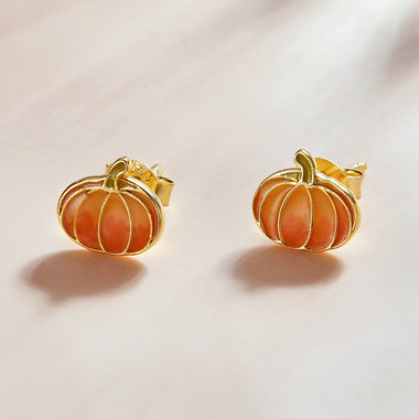 925 Sterling Silver Earrings with Enamel Finish in Gold Plating - 0.8*0.9cm for Women - 0