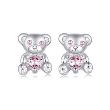 925 Sterling Silver Earrings with CZ in White Gold Plating - 0